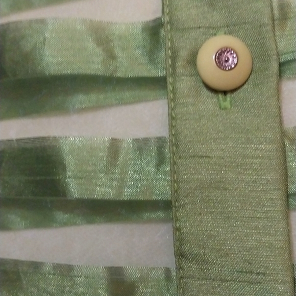 JACKET SILK 100% COUTURE Green & Shèer Striped  Neiman Vtg Sheer - Picture 4 of 9